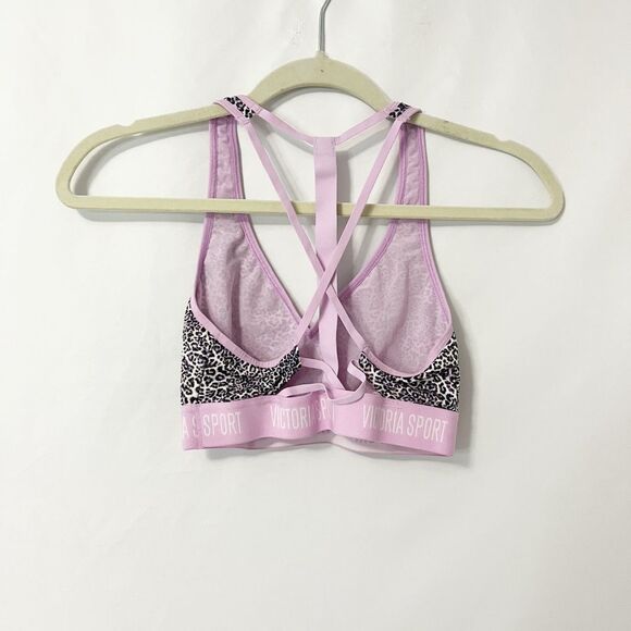 Victoria’s Secret The Player Lavender Leopard Strappy Back Sports Bra Size XS - Picture 5 of 6